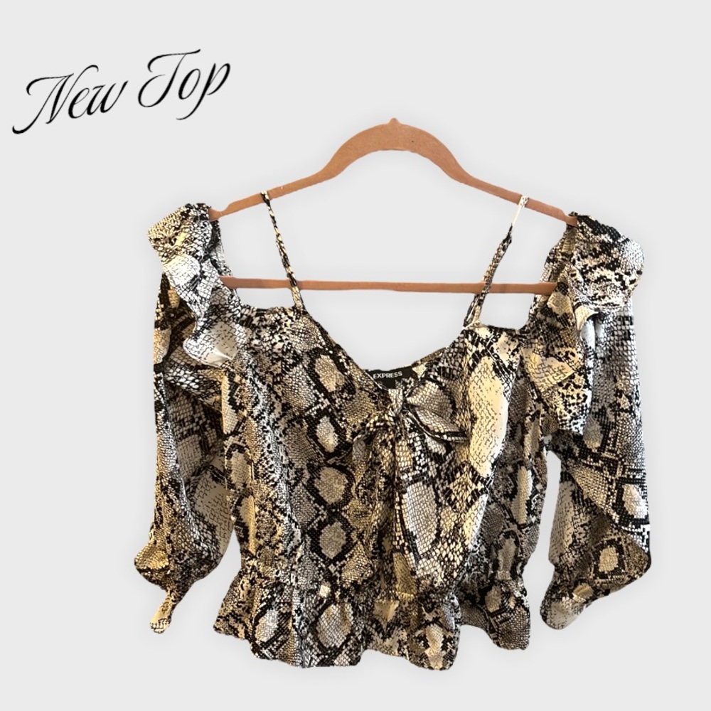 Express Off The Shoulder Snake Print Top